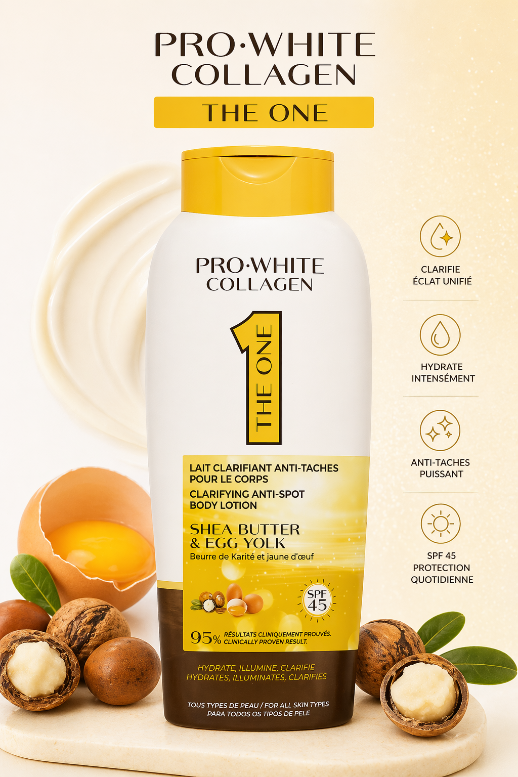 Lait Clarifiant Anti-Taches PRO-WHITE Collagen SPF45