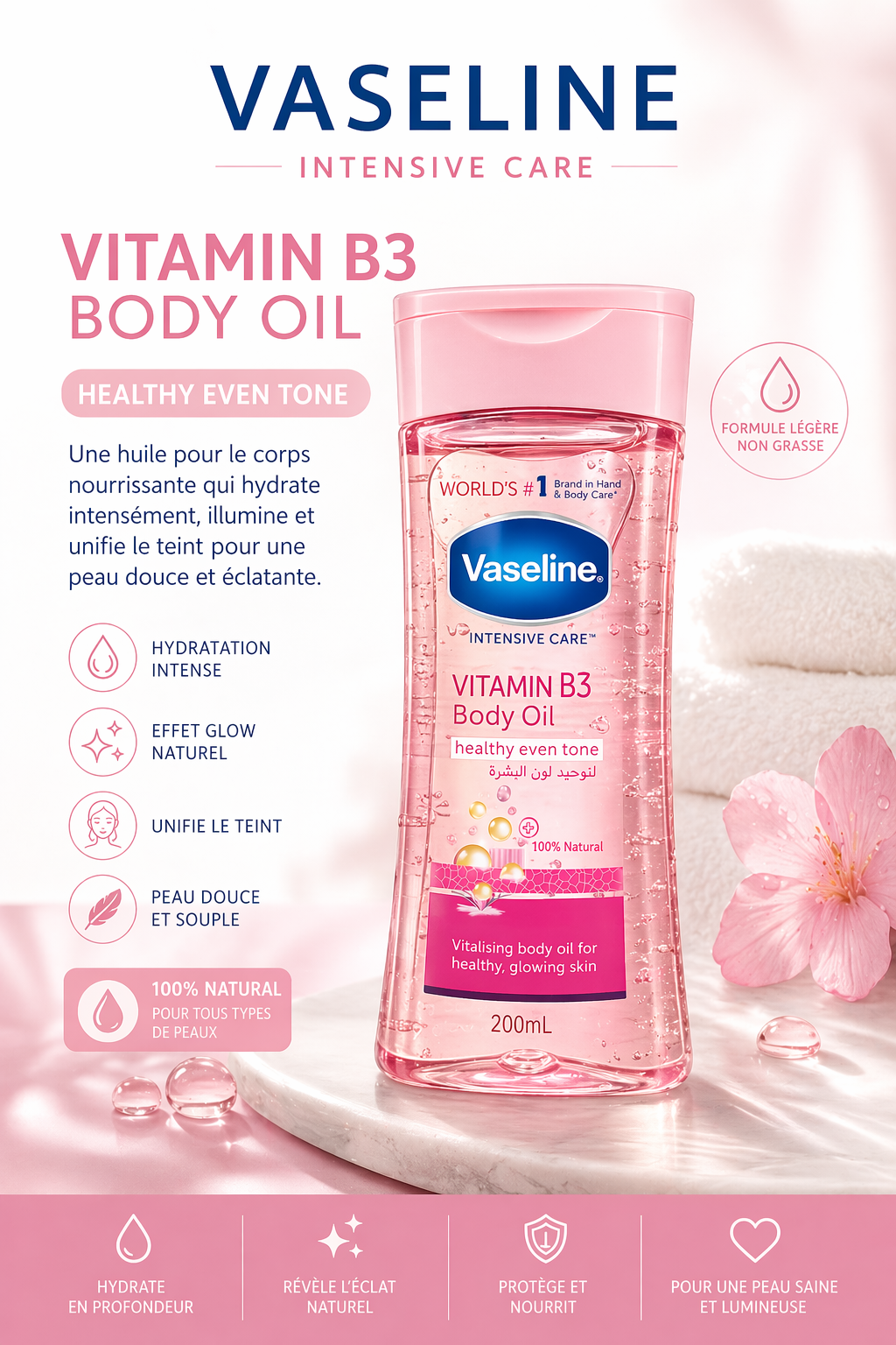 Huile Vaseline Vitamin B3 – 200 ml