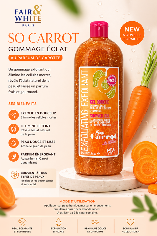 Gel douche gommant Carotte – Fair & White (So Carrot)
