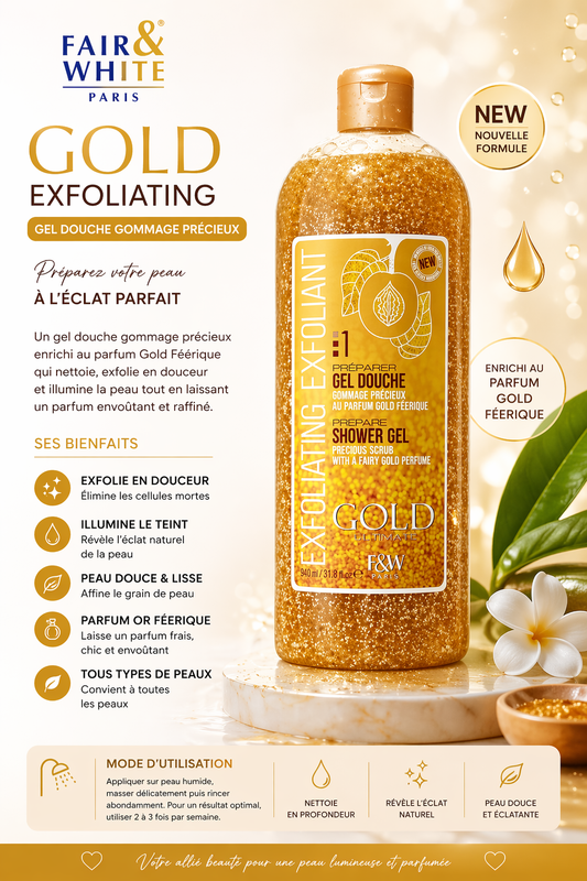 Gel douche gommant - Éclat Gold : le secret d’une peau lumineuse